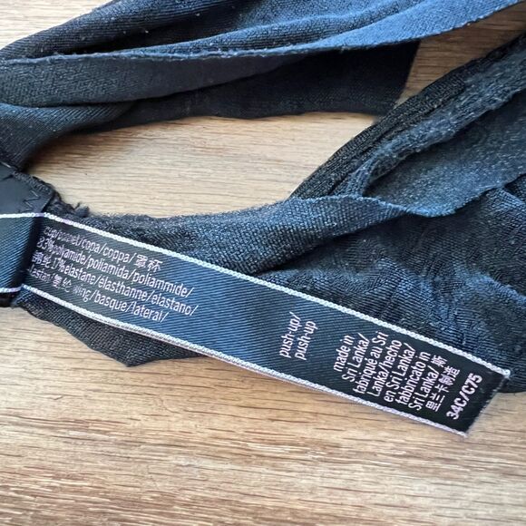 As Is Victoria's Secret Push-Up Bra Size 34C Black/Gold Polka Dot - Picture 5 of 7